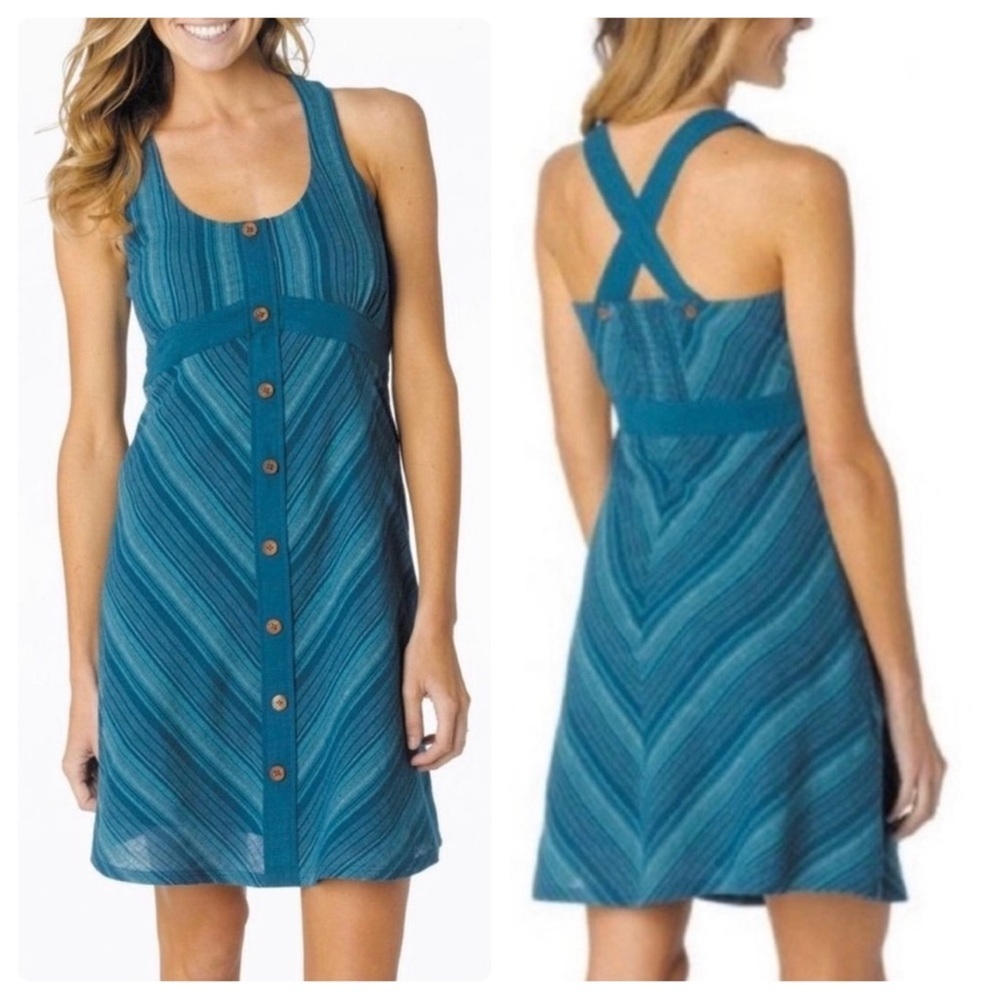 PrAna Brook Cotton Mini Dress in (TEAL) Ink Sz. XS